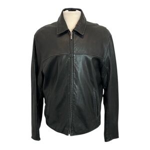 Vintage Wilsons Leather Men's Size Large Black Bomber Jacket Mid Length Casual